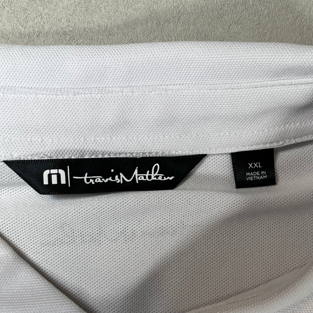 Travis‎ Mathew Polo Shirt Mens XXL White Stars Stripes Patriotic Golf Athleisure - Picture 10 of 11